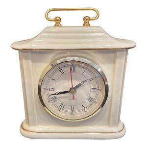 Ceramic Quartz Clock 5.5 inch Wide and 6 inch Tall Off White